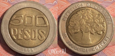 Колумбия 500 песо 1995 года, KM# 286, 181-086