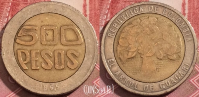 Колумбия 500 песо 1995 года, KM# 286, 191-047