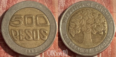 Колумбия 500 песо 1996 года, KM# 286, 376r-032 ♛