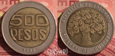 Колумбия 500 песо 2004 года, KM# 286, 282i-086