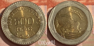 Колумбия 500 песо 2014 года, KM# 298, 451r-125 ♛