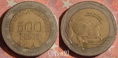Колумбия 500 песо 2016 года, KM# 298, 104i-099