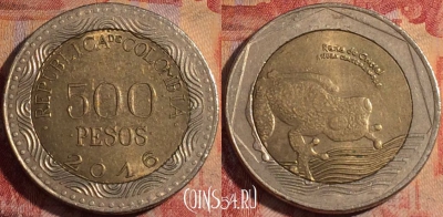 Колумбия 500 песо 2016 года, KM# 298, 170a-010