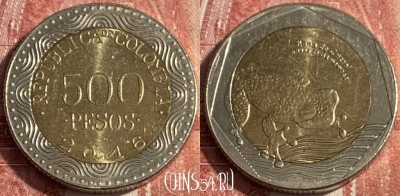 Колумбия 500 песо 2016 года, KM# 298, 258r-110