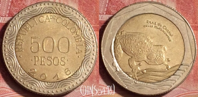 Колумбия 500 песо 2016 года, KM# 298, 392-067