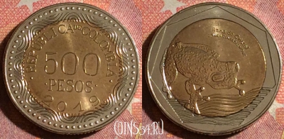 Колумбия 500 песо 2019 года, KM# 298, UNC, 368-066