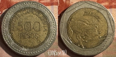 Колумбия 500 песо 2019 года, KM# 298, s431s-092 ♛