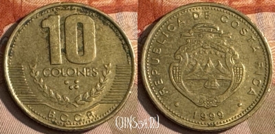 Коста-Рика 10 колонов 1999 года, KM# 228a.1, 216t-094