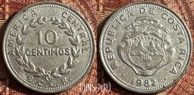 Коста-Рика 10 сентимо 1982 года, KM# 185.2a, 367s-017