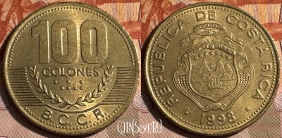 Коста-Рика 100 колонов 1998 года, KM# 230a, 486s-043 ♛