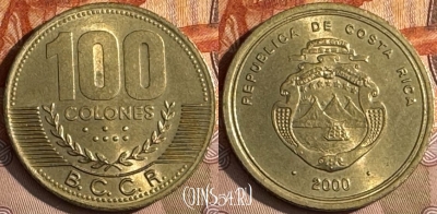 Коста-Рика 100 колонов 2000 года, KM# 240, s202t-002
