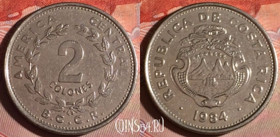 Коста-Рика 2 колона 1984 года, KM# 211.2, 177f-067