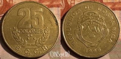 Коста-Рика 25 колонов 1995 года, KM# 229, s484s-010