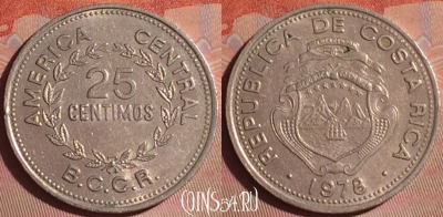 Коста-Рика 25 сентимо 1978 года, KM# 188.1, 052i-131