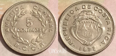 Коста-Рика 5 сентимо 1972 года, KM 184.3, 170-067