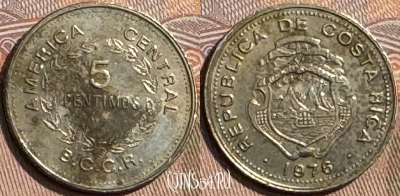 Коста-Рика 5 сентимо 1976 года, KM# 184.2, 296s-087