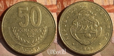 Коста-Рика 50 колонов 1999 года, KM# 231.1, 231t-055 ♛