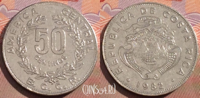 Коста-Рика 50 сентимо 1982 года, KM# 209.1, 105c-093