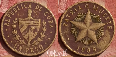 Куба 1 песо 1989 года, KM# 105, 061l-018