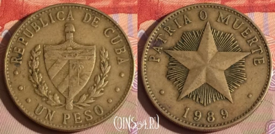 Куба 1 песо 1989 года, KM# 105, 293c-144