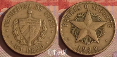 Куба 1 песо 1989 года, KM# 105, 330-028