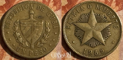 Куба 1 песо 1989 года, KM# 105, 455s-023
