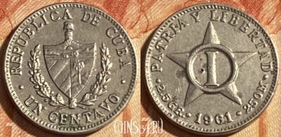Куба 1 сентаво 1961 года, KM# 9.2, 465q-128
