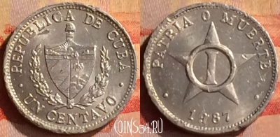 Куба 1 сентаво 1987 года, KM# 33.2, 295n-106