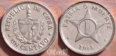 Куба 1 сентаво 2013 года, KM# 33.3, UNC, 139k-063