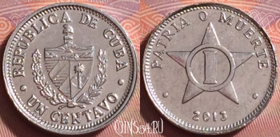 Куба 1 сентаво 2013 года, KM# 33.3, UNC, 291j-084