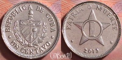Куба 1 сентаво 2013 года, KM# 33.3, UNC, 291j-087
