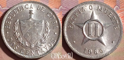 Куба 2 сентаво 1986 года, KM# 104, 277f-094