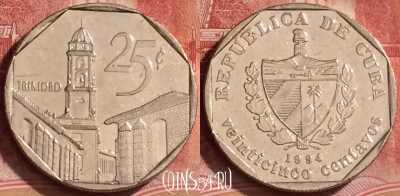 Куба 25 сентаво 1994 года, KM# 577, 380k-021