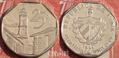 Куба 25 сентаво 1994 года, KM# 577, a059-077