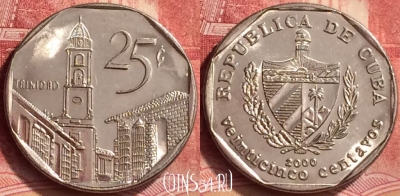 Куба 25 сентаво 2000 года, KM# 577, 064m-131 ♛