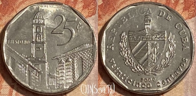 Куба 25 сентаво 2000 года, KM# 577, 104r-067