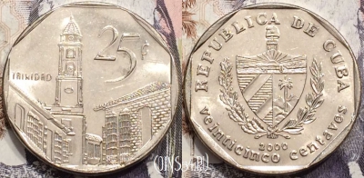 Куба 25 сентаво 2000 года, KM# 577, 133-097