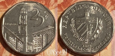 Куба 25 сентаво 2000 года, KM# 577, 280r-006