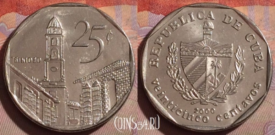 Куба 25 сентаво 2000 года, KM# 577, 332-065