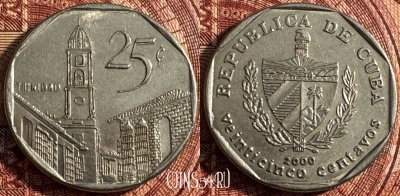 Куба 25 сентаво 2000 года, KM# 577, 358s-137