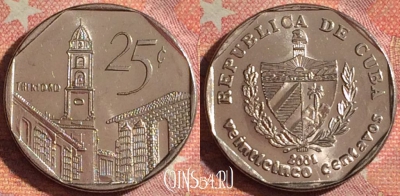 Куба 25 сентаво 2001 года, KM# 577, 102i-061