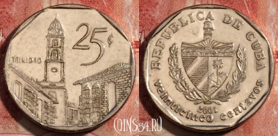 Куба 25 сентаво 2001 года, KM# 577, 231-116