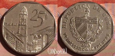 Куба 25 сентаво 2002 года, KM# 577, 125c-144
