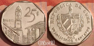 Куба 25 сентаво 2002 года, KM# 577, 304l-088