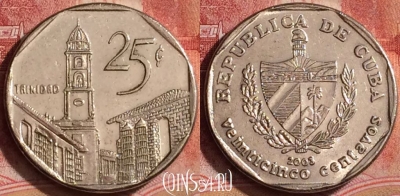 Куба 25 сентаво 2003 года, KM# 577, 392-017