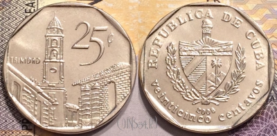 Куба 25 сентаво 2008 года, KM# 577, 145-007