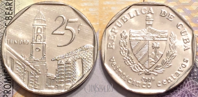 Куба 25 сентаво 2008 года, KM# 577, 145-010