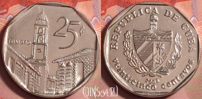 Куба 25 сентаво 2008 года, KM# 577, 224k-107