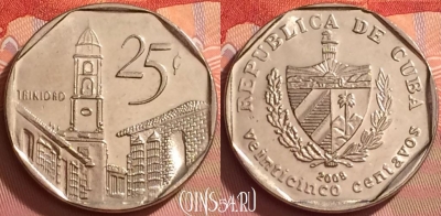 Куба 25 сентаво 2008 года, KM# 577, 277l-024