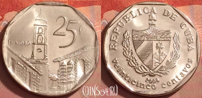 Куба 25 сентаво 2008 года, KM# 577, 290l-113